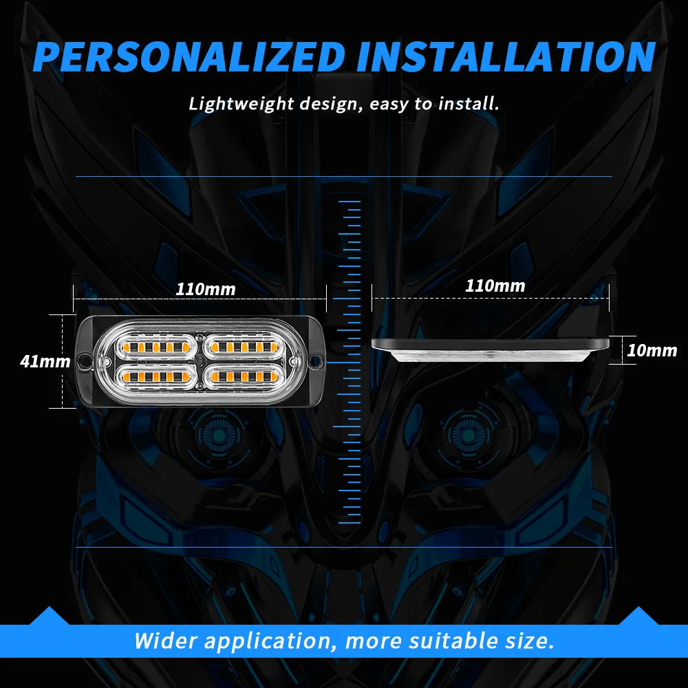 4PCS Set Grille Strobe Flash Signal Beacon Warning Side