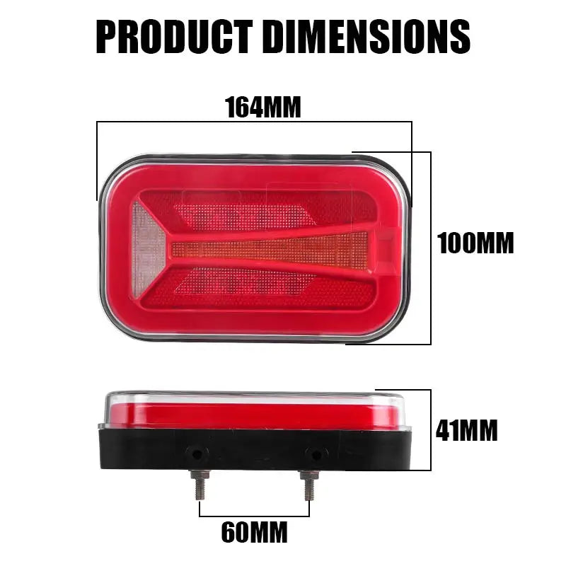 For Trailer Bus Pickup 6.5 Inch Combination Taillights Square
