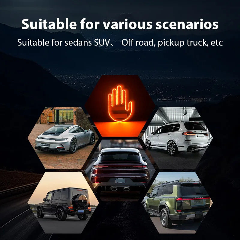 Illuminated Gesture Finger Remote Road Rage Signs Middle Hand