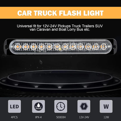 1PC 36W 12LED Yellow Truck Side Marker 900LM Strobe