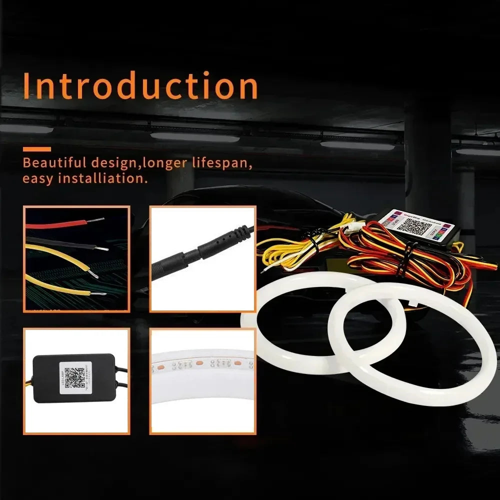12V 24V Motorcycle RGB Angel Eyes Halo Rings Turn
