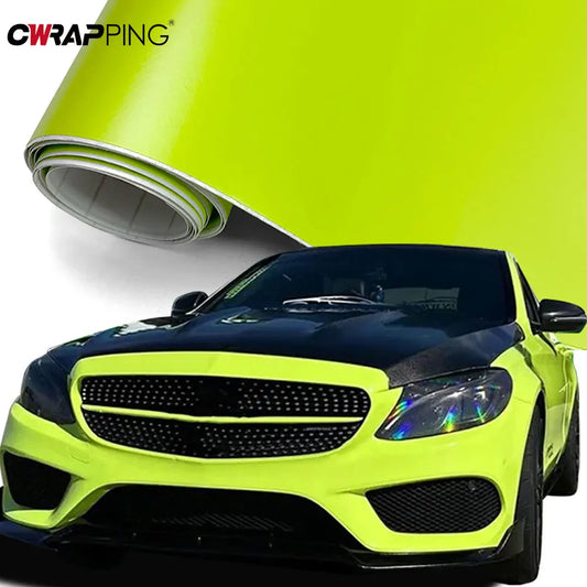 Matte Wrap Film Stickers Fluorescent Yellow Body Scratch