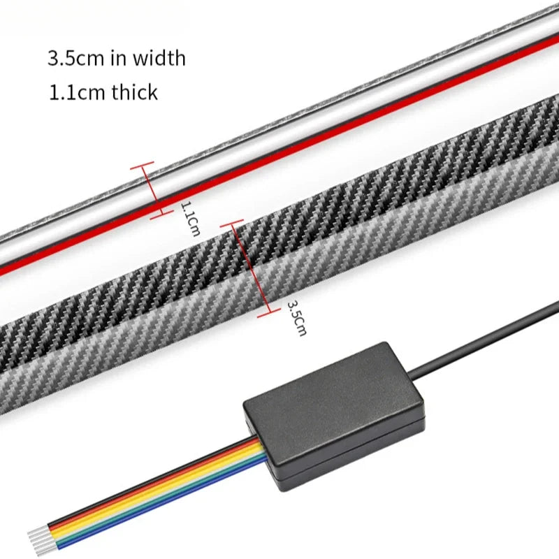 RGB Carbon Fiber Brake Strip Spoiler Mount Rear Warning
