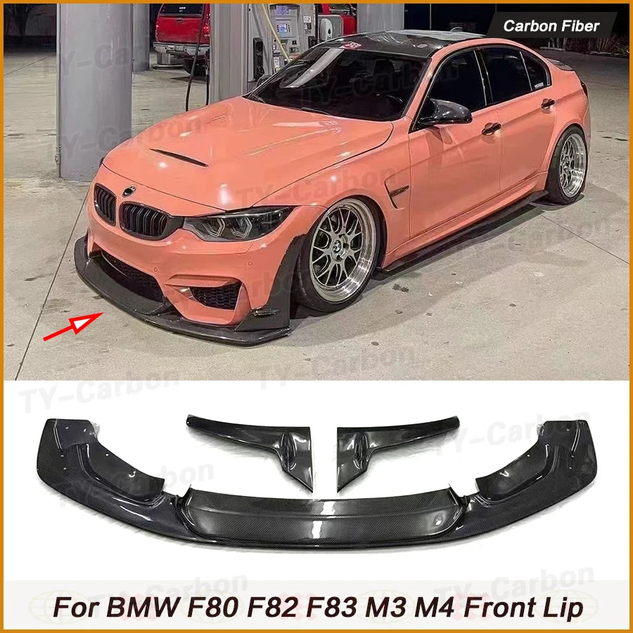 For BMW F80 F82 F83 M3 M4 Real Carbon Fiber Front Lip Bumper