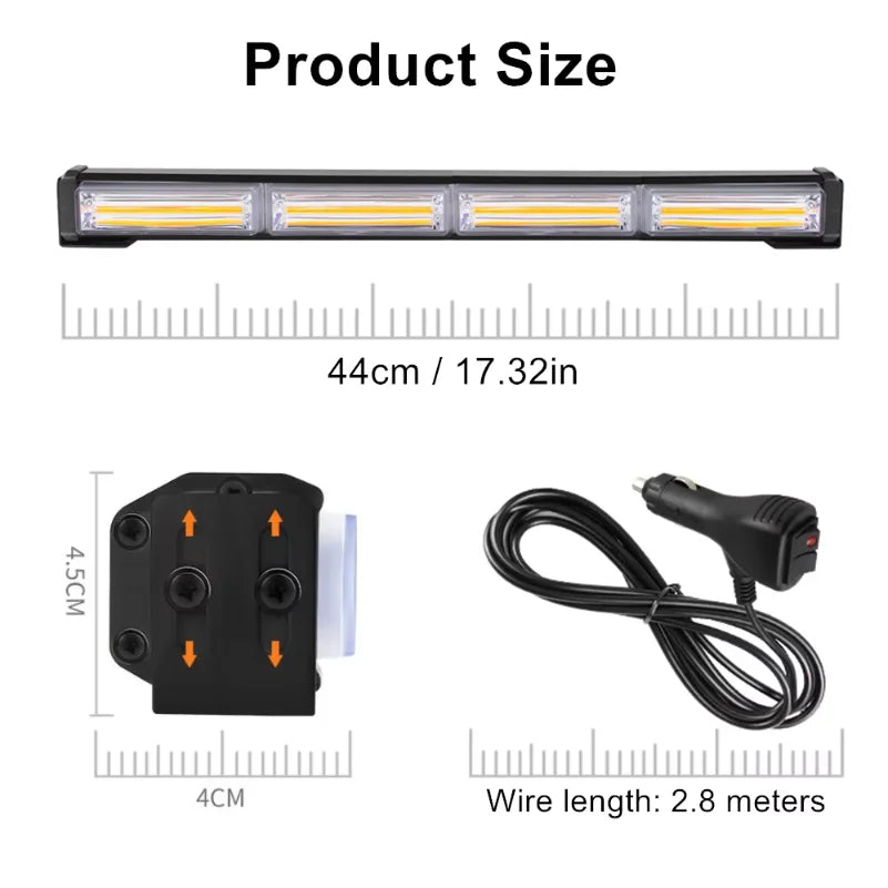 Cob Amber Signal Traffic Adviser Emergency Strobe Bar Yellow