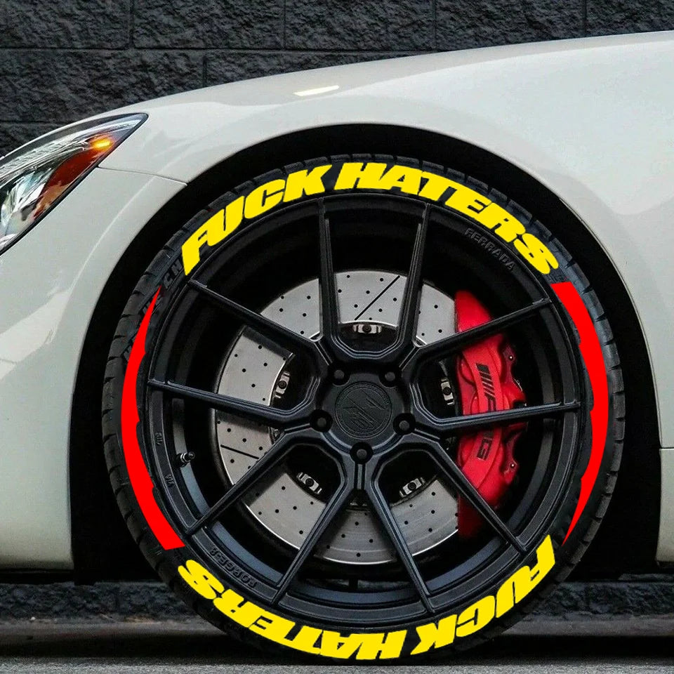 Fuxk Haters Tire Lettering Sticker 1.06 Inch Font Personlized