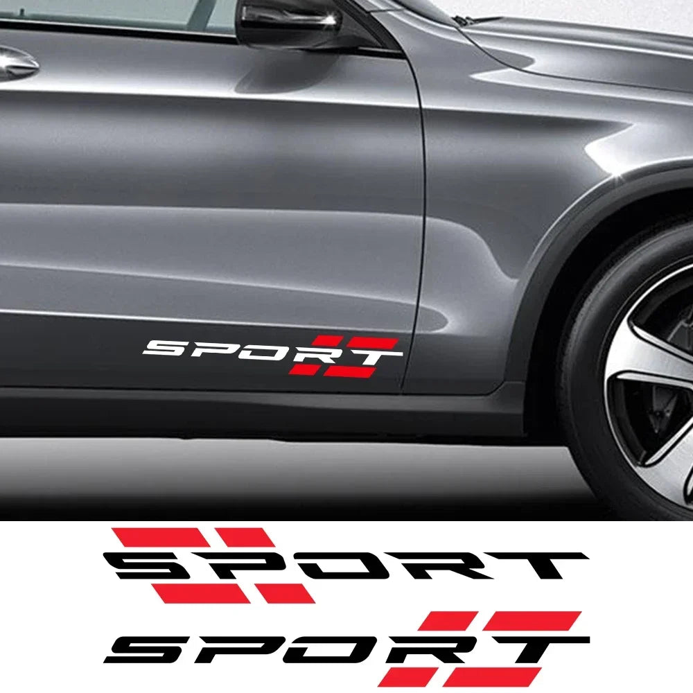 2PCS Body Side Skirts Sport Letters Stickers Vinyl Film