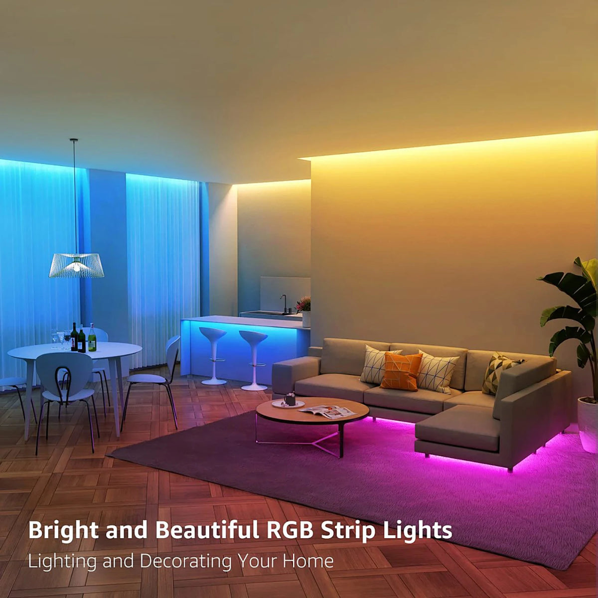 For Living Room Bedroom Courtyard Party 100 130 200FT RGB Smart