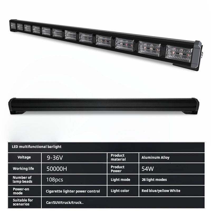 108LED Emergency Strobe Bar Side Warning Rooftop Front Windshield