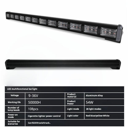 108LED Emergency Strobe Bar Side Warning Rooftop Front Windshield