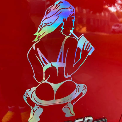Drinking Attractive Girl Stickers Waterproof Vinyl Decal