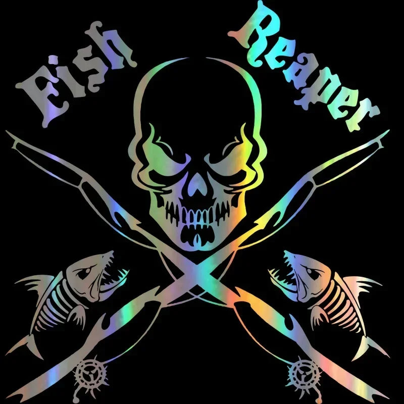 Shelter Scratch Fish Harvester Skeleton Fishing Rod Sticker Fun