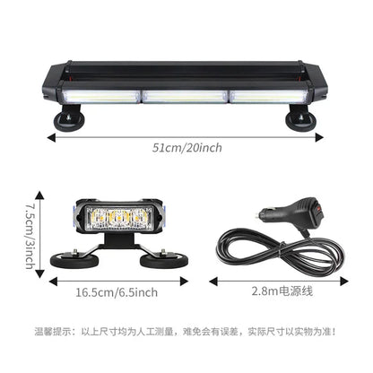 20inch Magnetic Emergency Strobe Bar 12-24v Cob Side Roof