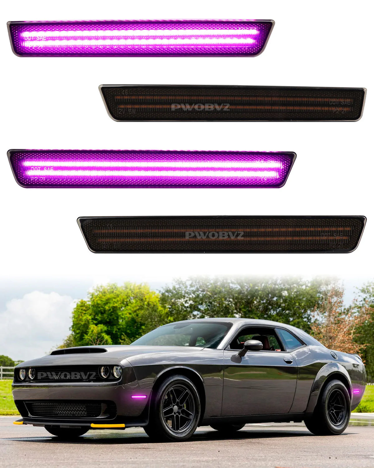 For Dodge Challenger 2015-2023 4PCS Front Rear Bumper Side