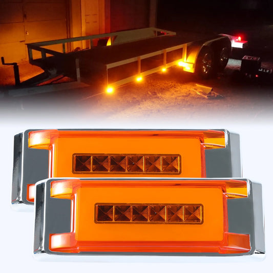 Yellow Square Side Marker Clearance Halo Ring 12V 24V