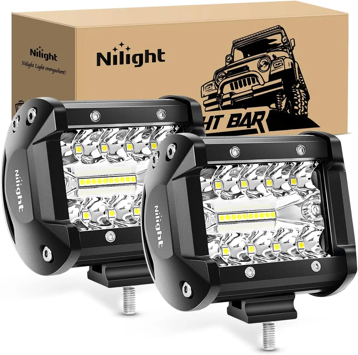 Nilight Pods 2PC 4inch 60W Flood Spot Combo Triple
