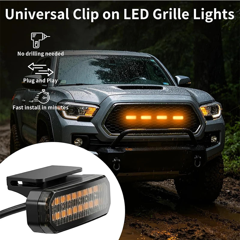 4PCS Amber RGB Grill Trucks clip-on Truck Wiring Harness