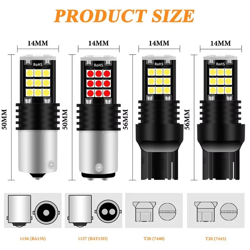 2PCS T20 7443 7440 3030 24SMD Bulbs Brake Reverse