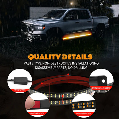 2PCS Running Board Strobe Strips 12-24v Flashing Side Warning