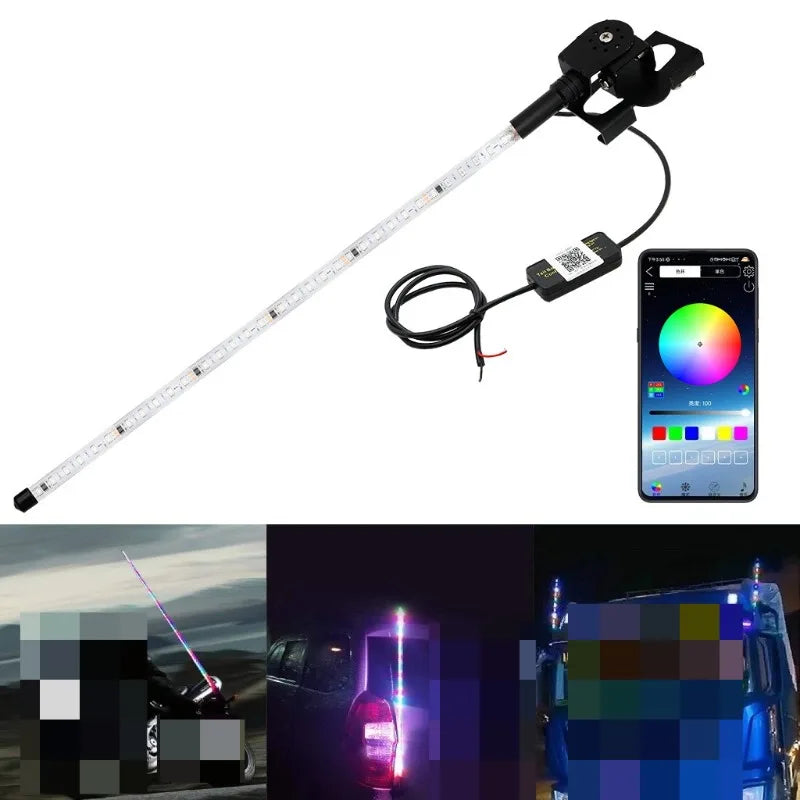 12V 24V 60CM Whip APP Control Flashing Antenna Trailer