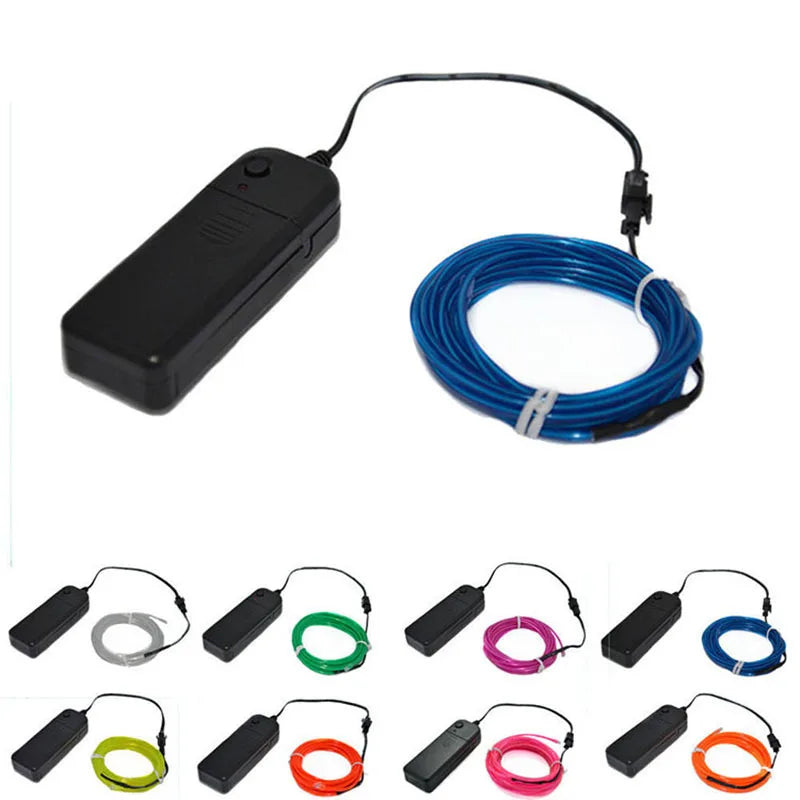 1M El Wire Strip Battery USB Switch Neon Glowing