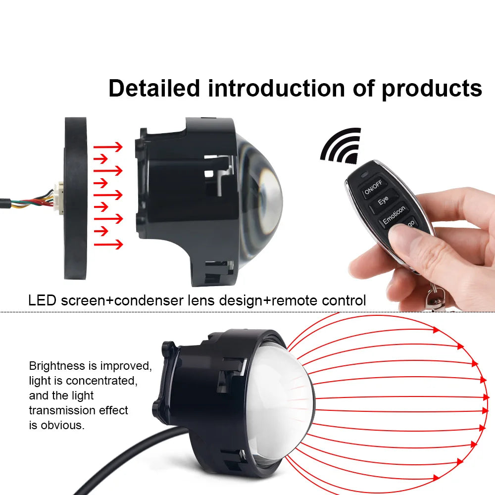 Cool Decoration Dynamic LED Car Headlights Devil Eye LED Car Light Headlight Assembly Modified Eagle Eye Light Cars Acce