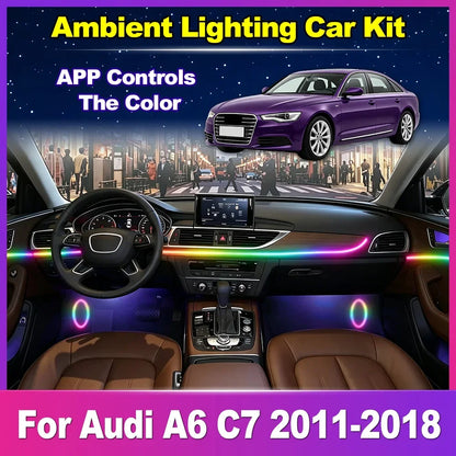 For Audi A6 C7 2011-2018 LED 18IN1 Ambient Interior Hidden