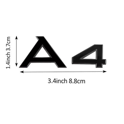 For A4 Badge 3D ABS Glossy Black Sticker Trunk Bumper Body Audi