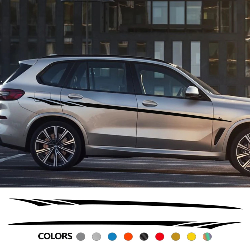 For Volkswagen VW Audi BMW Skoda 2PCS Long Line Stickers Waist