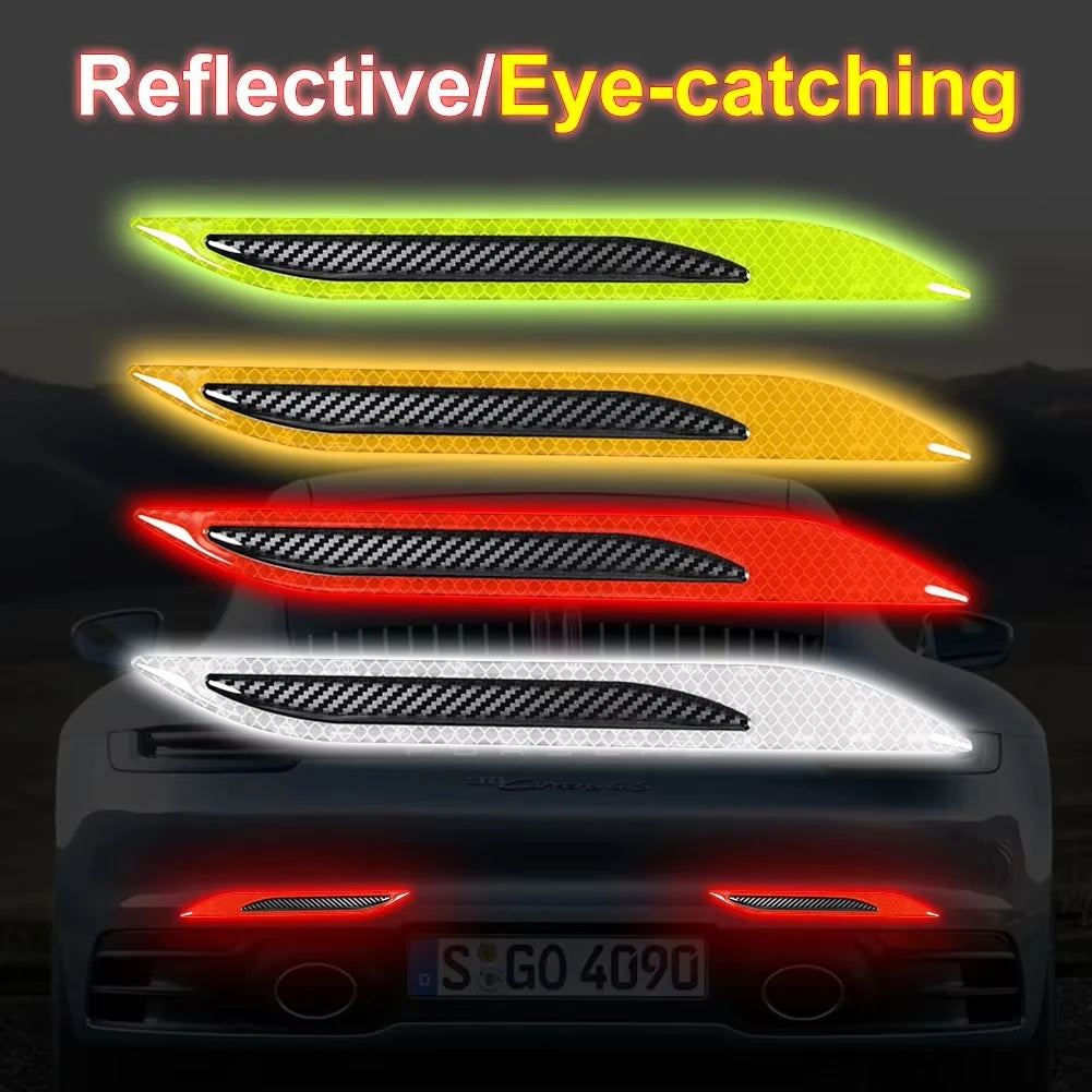 2PCS Carbon Fiber Sticker Bumper Protector Reflective Strips