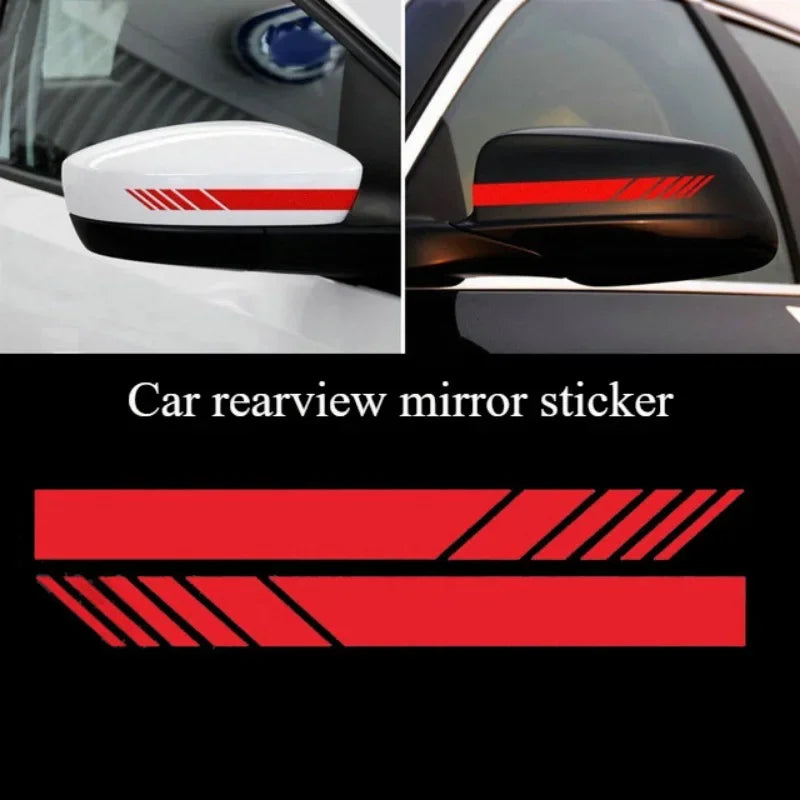 Red Tuning Pair Rearview Mirror Decor Carbon Fiber 5D