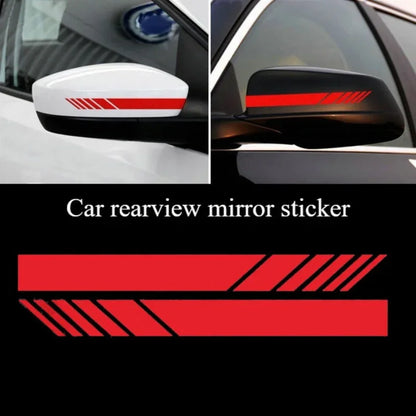 Red Tuning Pair Rearview Mirror Decor Carbon Fiber 5D