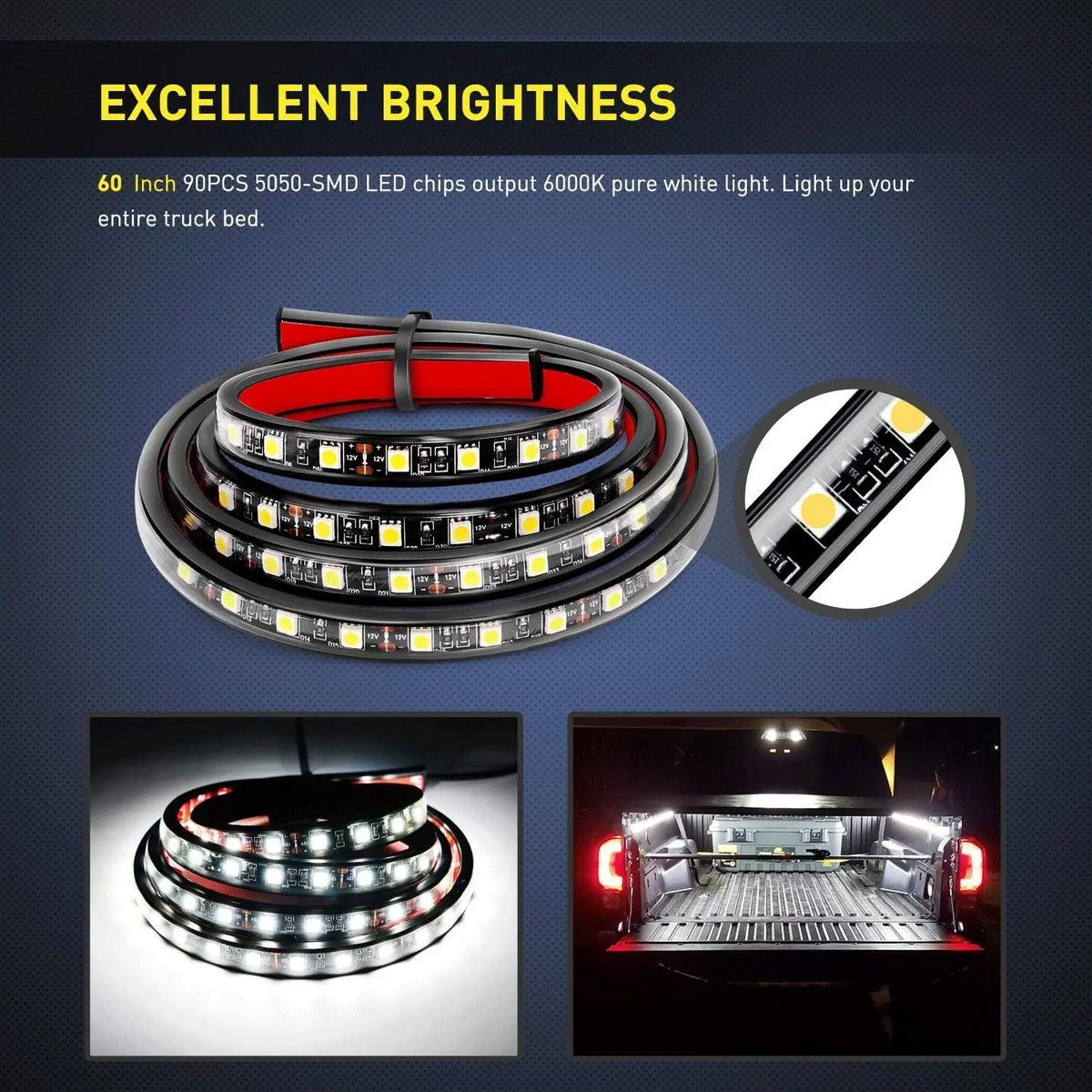 For Cargo Pickup Nilight 2PCS 180 Leds Bed Strip Kit Blade Fuse