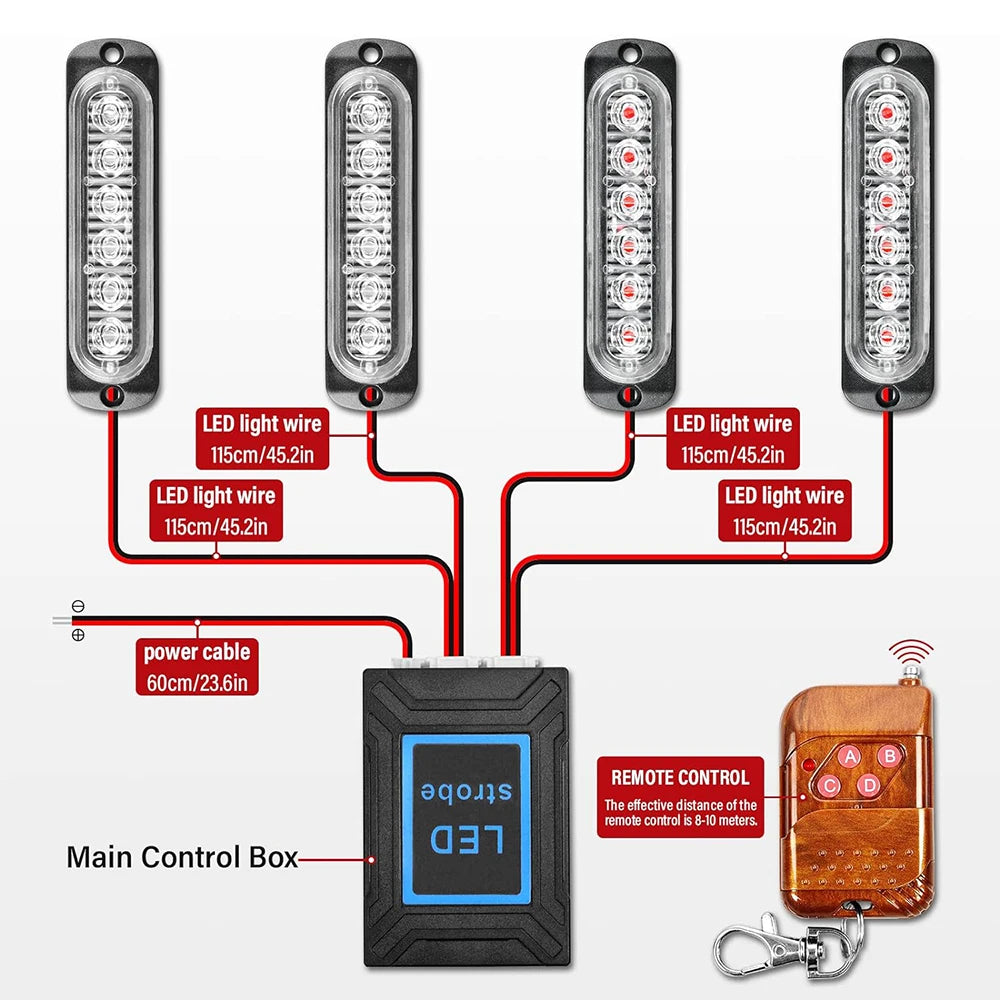 Amber Grille Strobe Flash Emergency Signal Vehicles Grid White