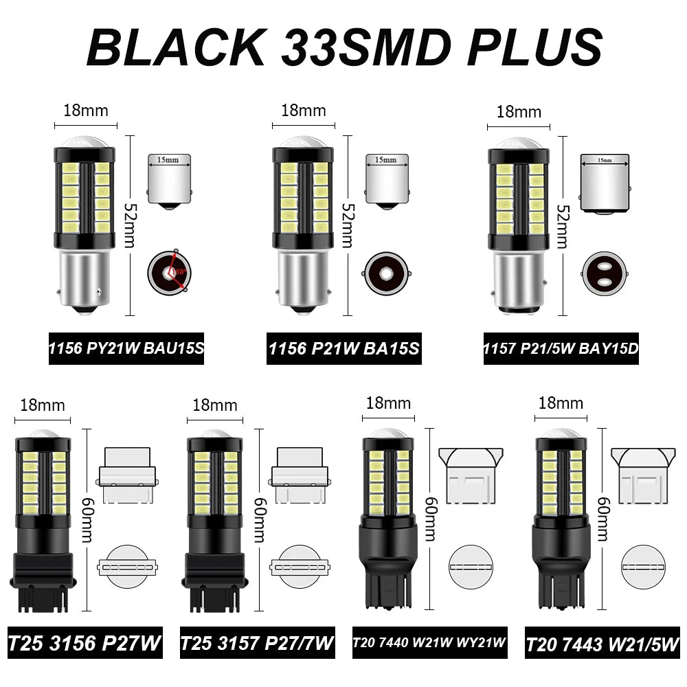 2X 1156 ba15s P21W 1157 P21 5W bay15d bau15s