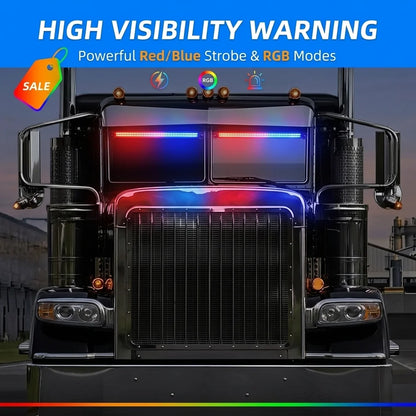 192 RGB Windshield Strobe Bar Set 1-to-2 ultra-thin Emergency