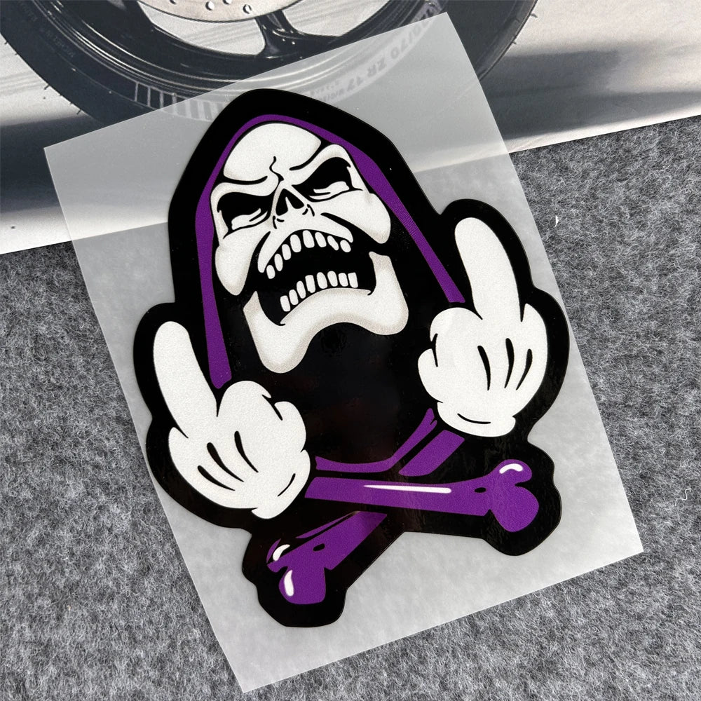 Cartoon Skeleton Gesture Reflective Stickers Motorcycle Electric