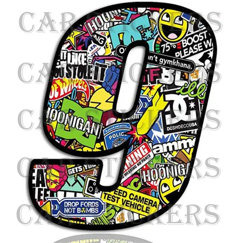 Numbers Vinyl Rear Window Stickers off-road Stylish Skull Color