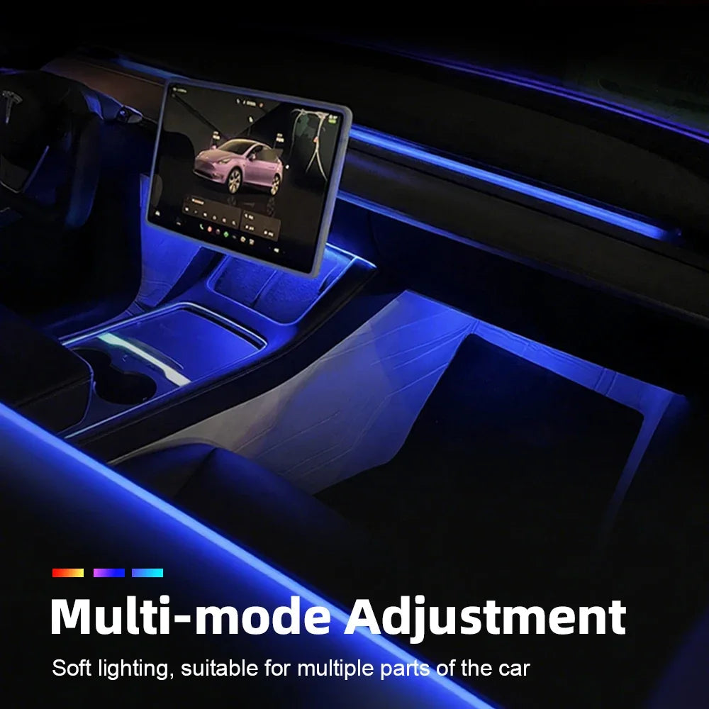 For Tesla Model 2021-2025 Y 3 RGB Ambient Light Kit Dashboard Center Console Center Lamp APP Control LED Strips Neon Lig
