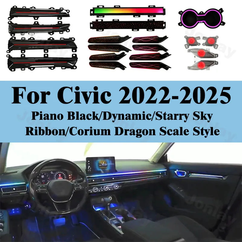 For Civic 2022-2025 Ambient Light Interior Atmosphere Trim