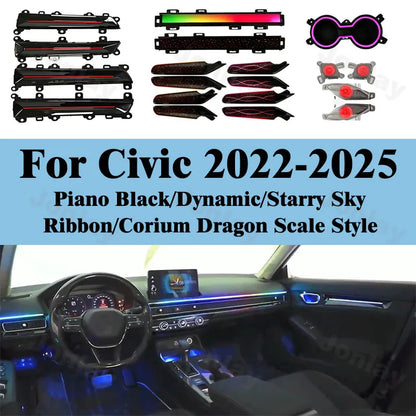 For Civic 2022-2025 Ambient Light Interior Atmosphere Trim