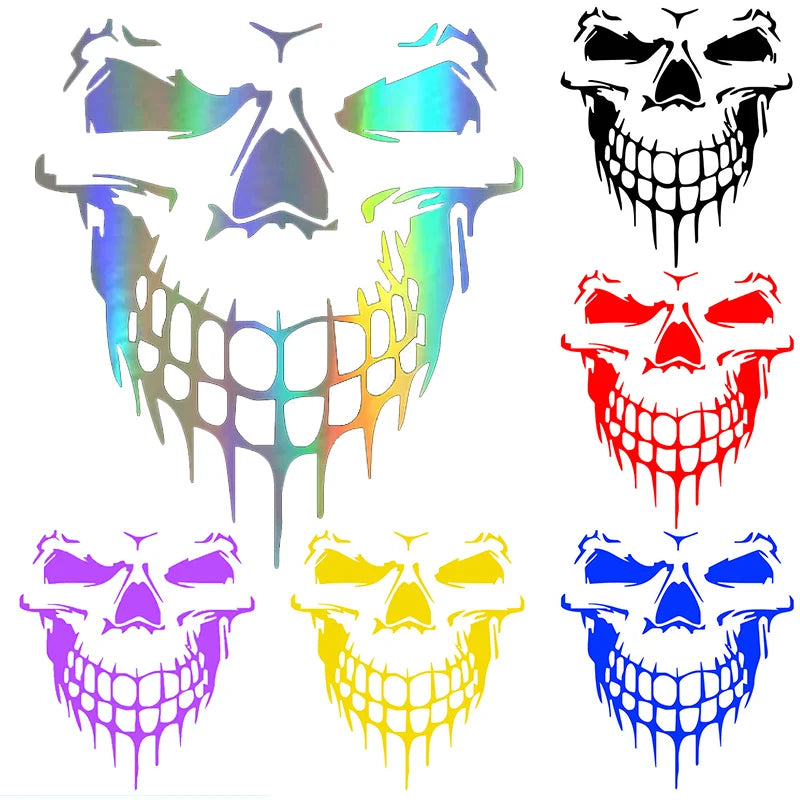 Sticker Removable Waterproof Colorful Laser 3D Skull Vinyl Pet