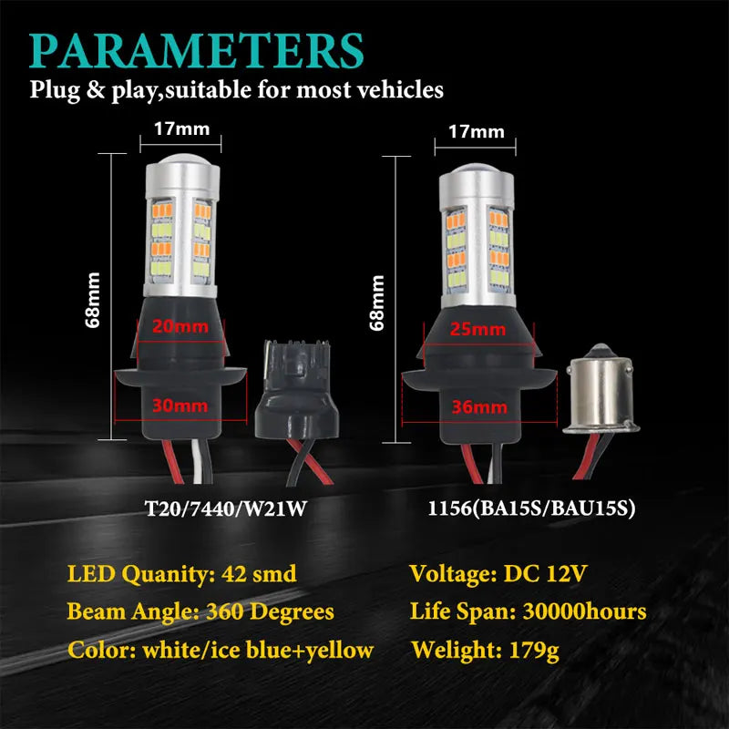 42LED T20 W21W wy21w 7440 ba15s bau15s 1156 P21W