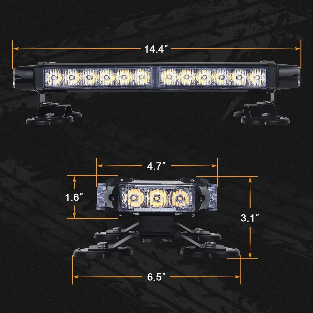 30LED Warning Bar Amber Beacon Flashing Truck Magnetic Roof