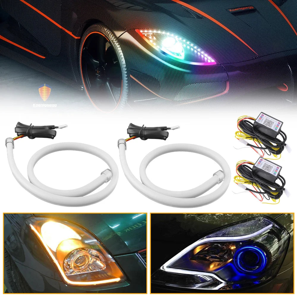 30CM RGB Headlight Strip APP Control Dreamcolor Drl Tube