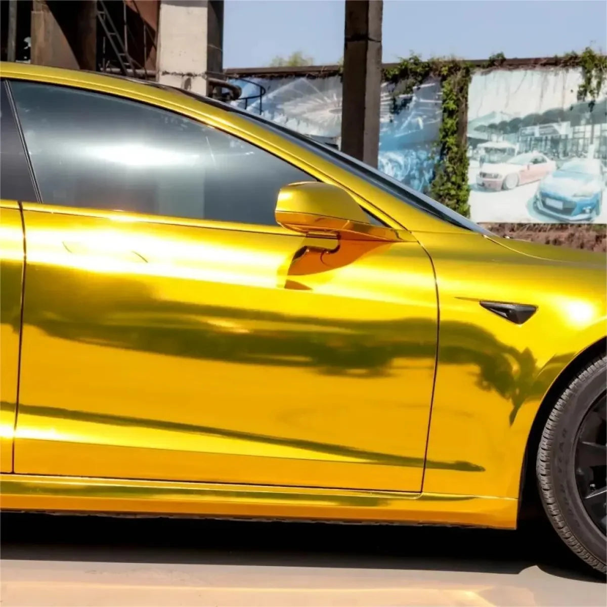 Glossy Chrome Gold Vinyl Film Wrapping Motorcycle Waterproof
