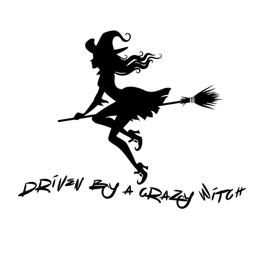 30534 Driven By A Crazy Witch Sticker Vinyl Decal