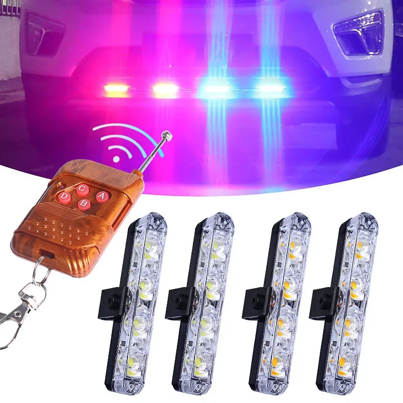 1SET Grill Strobe Red Blue Emergency Remote Wireless Control