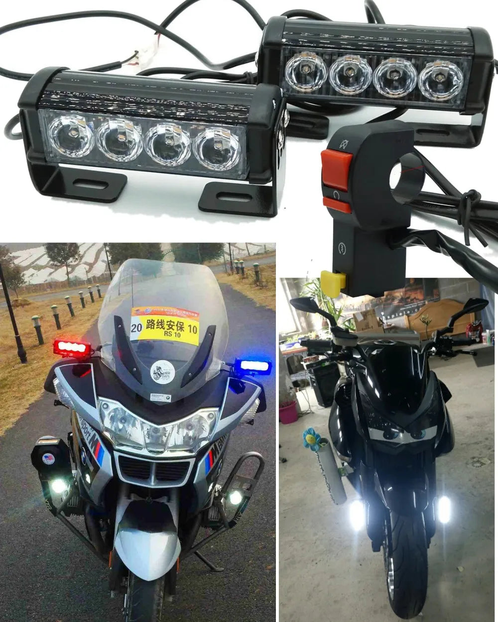 12V 24V Motorcycle Warning Emergency Flashing Bar Front Grille