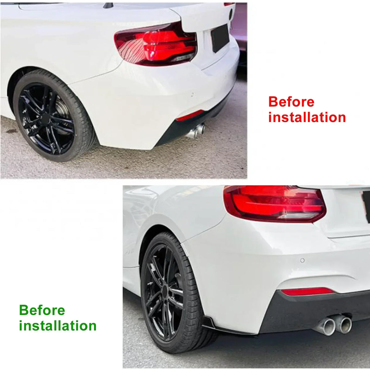 For BMW 2 Series F22 F23 Rear Side Bumper Spoiler Lip Splitter